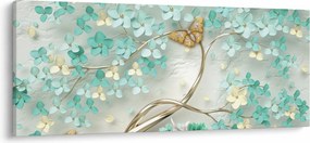 Virágok pillangóval képe (120x50 cm)