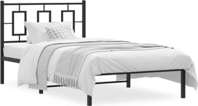 vidaXL fekete fém ágykeret fejtámlával 100 x 190 cm