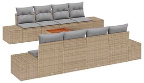 vidaXL Kerti Kanapé Szett párnával 9 pcs Bézs polirattan