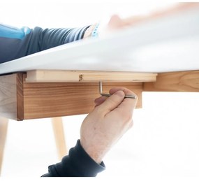 Luka fehér íróasztal kőrisfa lábakkal, hossz 85 cm - Ragaba