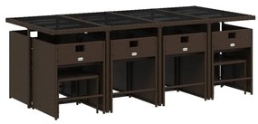 13 részes barna polyrattan kerti ülőgarnitúra párnákkal