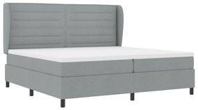 Boxspring Ágy Matrac Kép Barnás Szürke 200x200 cm Szövet