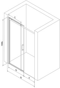 Mexen OMEGA tolózuhanyajtó nyílásig 100 cm, arany átlátszó, 825-100-000-50-00