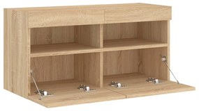 sonoma tölgy színű fali TV-szekrény LED-ekkel 80x30x40 cm