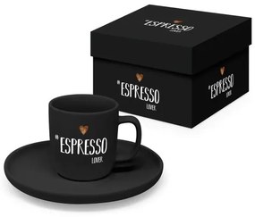 Porcelán eszpresszócsésze+alj 0,1L, 1 személyes dobozban,Espresso Lover black