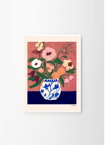 Poszter 30x40 cm Flowers on Blue Table – Carla Llanos – The Poster Club