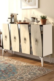 Elips 120 - White, Travertine, Silver