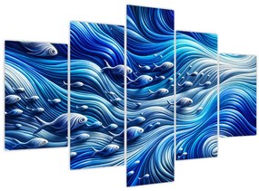 Kép – Halak a hullámokban (150x105 cm)