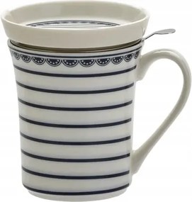 Porcelán teásbögre fedő szűrő csíkok 300 ml