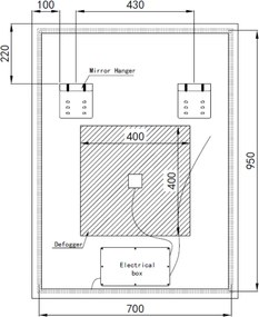 Álló fürdőszobai LED tükör 75x100cm | Páramentesítő funkció - Óra - Fényerő és színhőmérséklet szabályozás | Welland Luxury-Line G772