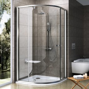Ravak Pivot zuhanykabin 100x100 cm félkör alakú szatén matt/átlátszó üveg 376AAU00Z1