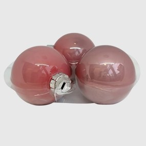 Powder Rose rózsaszín üveg karácsonyi gömb szett 12*6cm