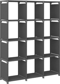 vidaXL 12 rekeszes szürke szövet bemutató polc 103 x 30 x 141 cm