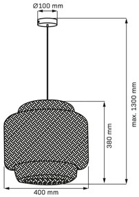 Csillár zsinóron BERTA 1xE27/20W/230V átm. 40 cm bambusz