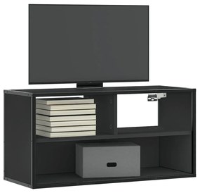fekete szerelt fa és fém TV-szekrény 80x31x39,5 cm