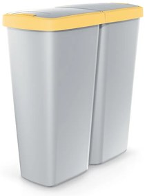 Szürke DUO szemetes, 50 l, sárga / szürke