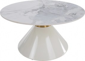 Dohányzóasztalok, 2 db-os szett, fehér márvány/fehér/arany, acél, MABUZ