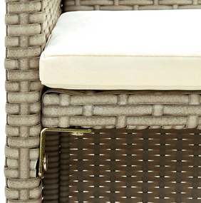 kétszemélyes bézs polyrattan kerti kanapé párnákkal
