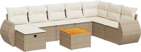 vidaXL 9 részes bézs polyrattan kerti ülőgarnitúra párnákkal