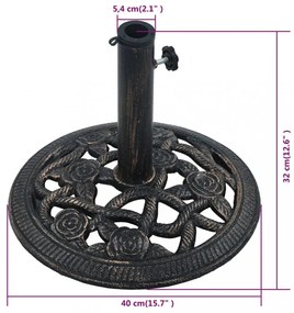 fekete és bronzszínű öntöttvas napernyőtalp 9 kg 40 cm