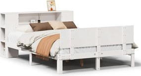 vidaXL fehér tömör fenyőfa könyvespolcos ágy matrac nélkül 120x190 cm