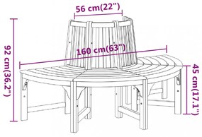 tömör eukaliptuszfa félkör fa pad Ø160 cm