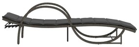 szürke polyrattan napozóágy párnával 60x199x42 cm