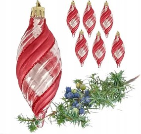 Karácsonyfa Dísz Csepp 11CM Piros Csillámpor Műanyag Biztonságos Akasztó