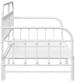 Nappaliágy Fém Trundle ágyneműtartóval Fehér 90x200 cm