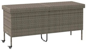 vidaXL szürke polyrattan kerti tárolóláda kerekekkel 160x55x75 cm