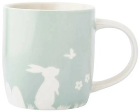 Altom Porcelánový hrnek Zajíc s motýlem, 360 ml,zelená