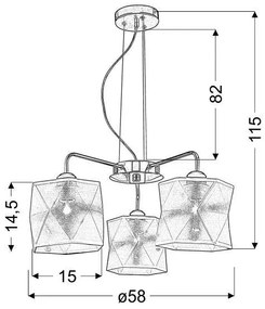Csillár zsinóron NOSJA 3xE27/40W/230V
