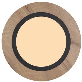 Globo 67292D3 Mennyezeti lámpa fém fekete matt, MDF fa sötét, műanyag fehér, ø: 400mm, M:45mm, LED 15W 230V, 1700lm forrás, 800lm kimenet, 3000K