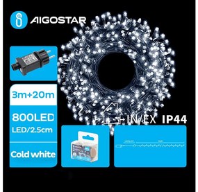 Aigostar B.V. Aigostar - LED Karácsonyi kültéri lánc 800xLED/8 funkció 23m IP44 hideg fehér AI1445