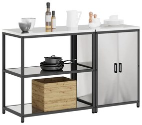 Konyhai Tároló Készlet polcokkal 2 pcs Ezüst 150 x 50 x 92 cm
