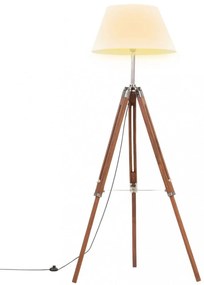 mézbarna-fehér háromlábú tömör tíkfa állólámpa 141 cm