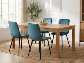 Petrolkék bársony szék LAVA PETROL BLUE fekete lábakkal