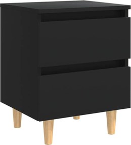 vidaXL fekete éjjeliszekrény tömör fenyőfa lábakkal 40 x 35 x 50 cm