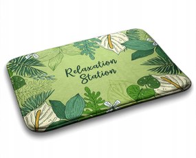 Fürdőszobaszőnyeg nedvszívó zöld levelek 75x45 cm