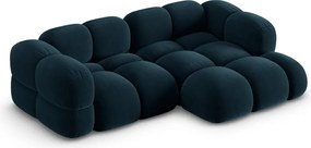 Sötétkék bársony sarokkanapé (jobb oldali-heverő résszel) Loretto – Cosmopolitan Design