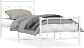 vidaXL fehér fém ágykeret fej- és lábtámlával 90 x 190 cm