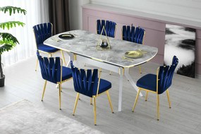 Kusakli Navy Blue and Gold étkezőszék szett, 4 db, 4 db