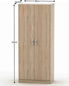 2-ajtós szekrény, tölgy sonoma, BETTY 2 BE02-002-00