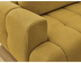 Mustársárga kinyitható-tárolóhelyes sarokkanapé (jobb oldali-L alakú) Fuji – Bobochic Paris