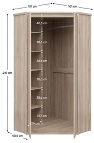 Sarok ruhásszekrény Nordanas 27 (szonoma tölgy) . 1097189