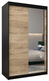 Ruhásszekrény 120 cm Toki 2 (matt fekete + szonoma tölgy). 1064978