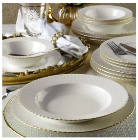 24 darabos porcelán étkészlet — fehér/arany