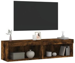 2 db füstös tölgy színű TV-szekrény LED-ekkel 60 x 30 x 30 cm