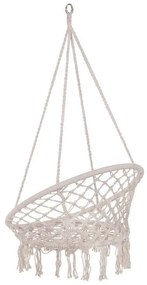 Függesztett hinta, fotel alakú, háttámlával, otthonra és kertbe, pamutszövésű, rojtokkal, 80x60x120 cm