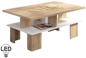 Dohányzóasztal Supra 2 (világos sonoma + fényes fehér). 780024